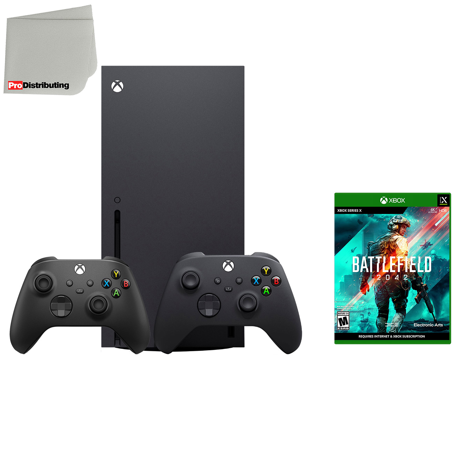 Microsoft Xbox Series X 1TB Video Game Console with Extra Wireless Controller - Carbon Black - Battlefield 2042 and Microfiber Cleaning Cloth