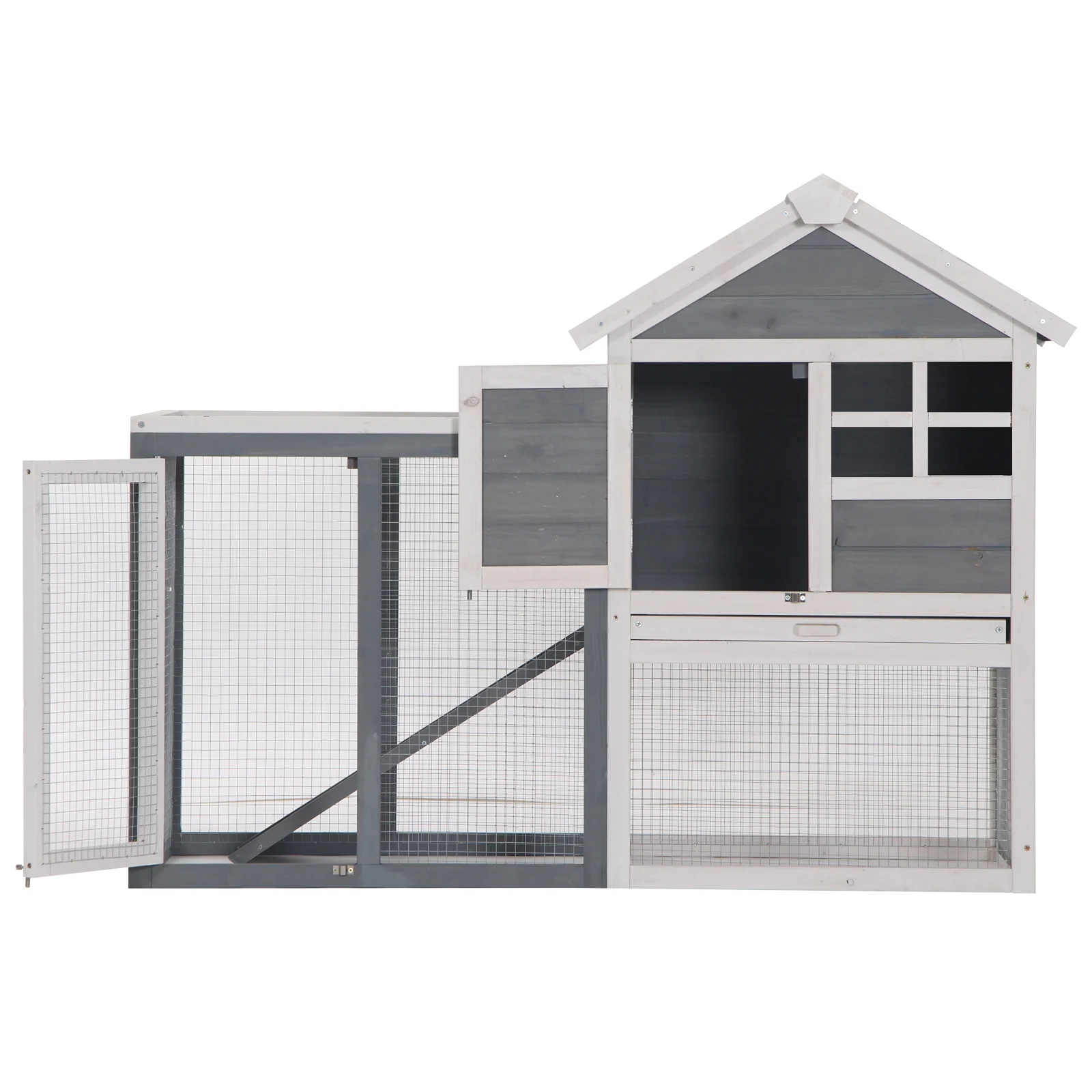 Pawhut 48" Wooden Chicken Coop Rabbit Hutch Bunny Cage Pet House w/Ladder & Run