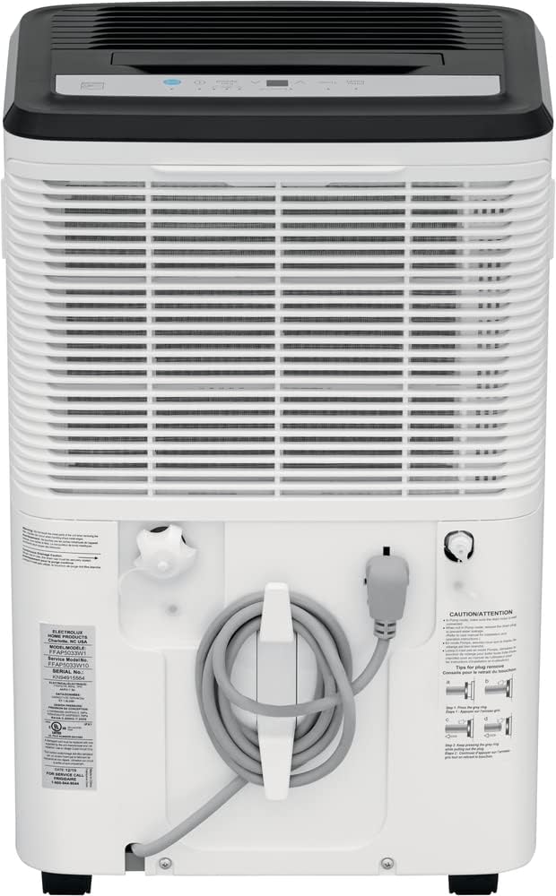 Frigidaire Dehumidifier, High Humidity 50 Pint Capacity with Built In Pump, in White