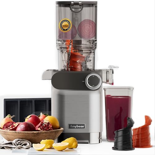 Cold Press Juicer, 200W Masticating Juicer 4.3" Large Feed Chute Fit Whole Fruits Vegetables, Slow Juicer with 2 Auger | Tritan Materials | BPA Free | Easy to Clean with Brush| Juice Recipes