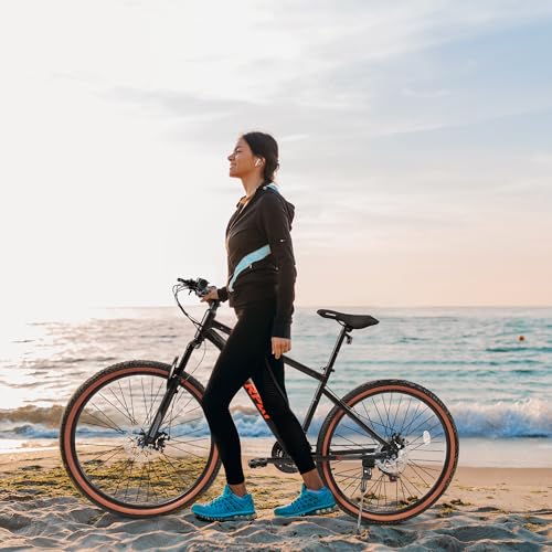 Womens Mountain Bike 24 26 Inch, 15-Inch Steel/Aluminum Alloy Frame Mountain Bike, 21-Speed Disc/V-Brake Front Suspension, Mens Womens Trail Commuter City Snow Bicycles