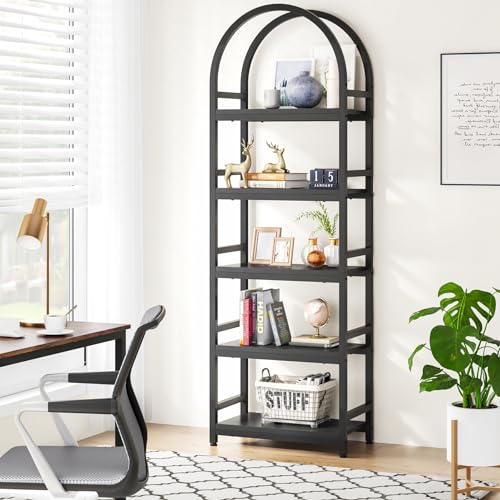 Tribesigns 4-Tier Open Bookshelf, 71" Modern Arched Bookcase Storage Shelves with Metal Frame, Freestanding Storage Rack Tall Standing Bookshelves for Bedroom, Living Room, Home Office