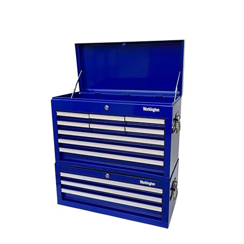 Workington Professional Industrial Portable Metal Tool Chest with 9 Drawers, 26" 9-Drawer Tool Chest Cabinet with Ball Bearing Drawer Slides, Steel Tool Storage Box Organizer 4016 Black