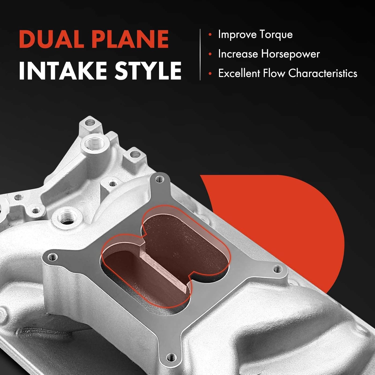 A-Premium Engine Aluminum Dual Plane High-Rise Intake Manifold Compatible with Chevy SBC, V8 305 327 350 400, 1957-1986, Buick, Cadillac, Chevrolet, GMC, Oldsmobile & Pontiac Vehicles