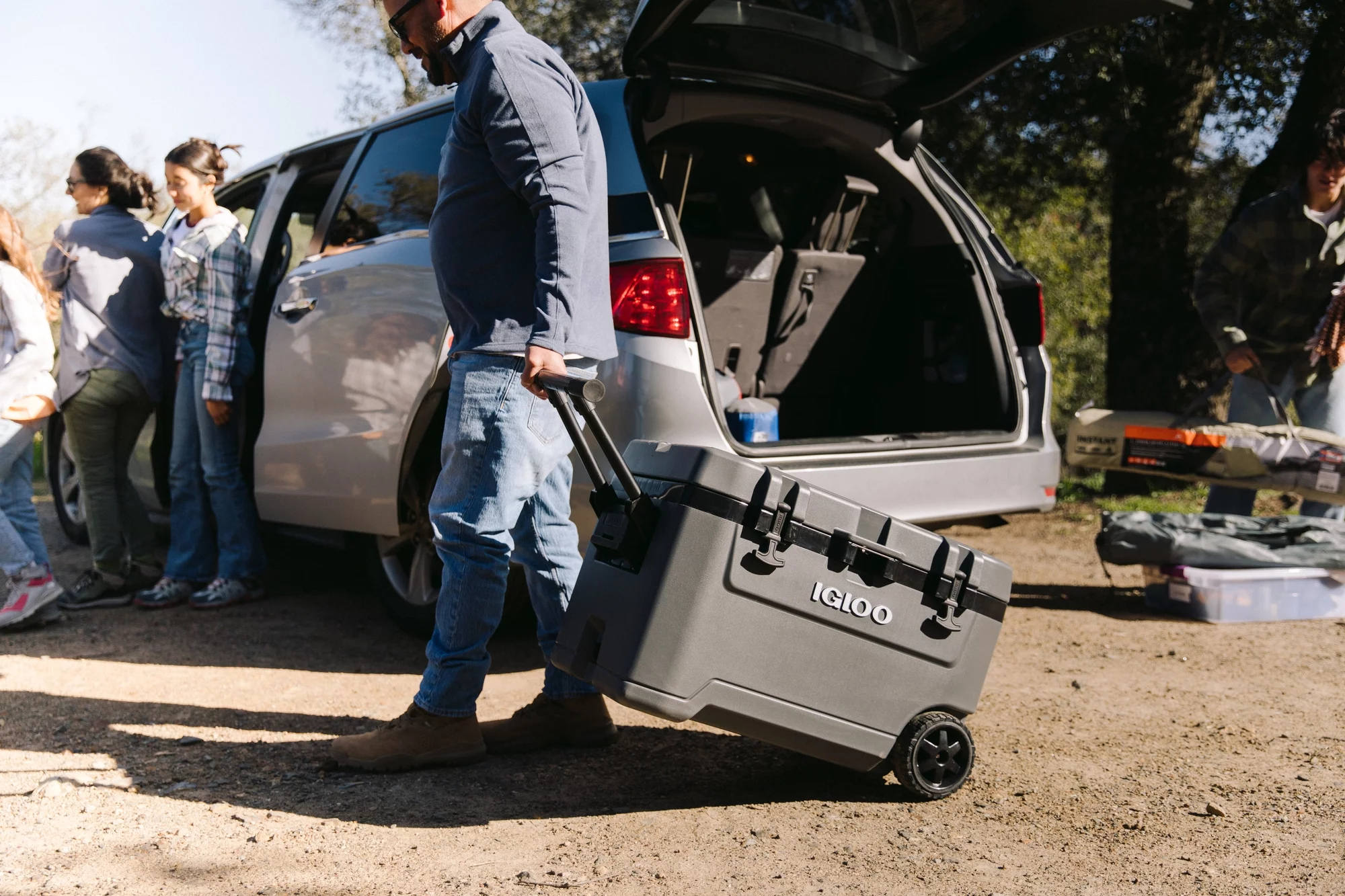 Igloo Overland 72 Quart Ice Chest Cooler with Wheels, Gray (31" x 18" x18)