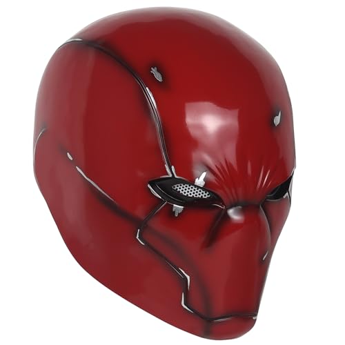 Red Hood Helmet Metallic Effect Red Hood Mask Deluxe Cosplay Prop for Fans Collector's Edition