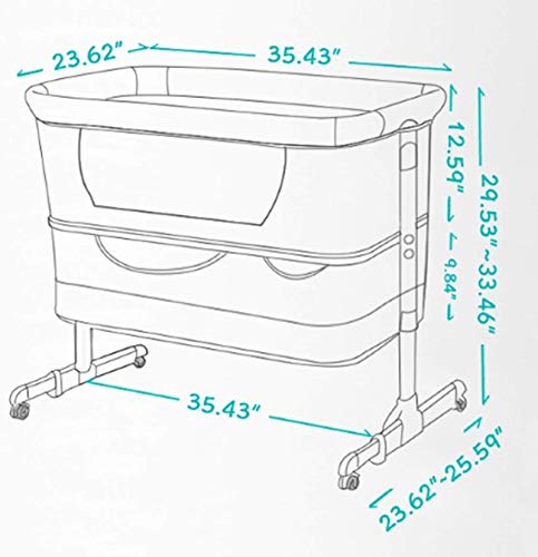 Bedside Sleeper Bedside Crib, Baby Bassinet 3 in 1 Travel Baby Crib Baby Bed with Breathable Net,Adjustable Portable Bed for Infant/Baby(Deep Grey)