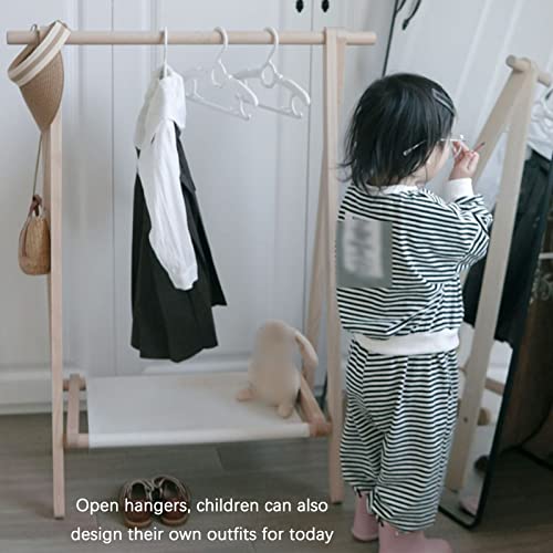 Child Coat Rack Stand Clothes Rack Stand, Keep Kids Garment Hat Dress Toy Items Organised, Single Hanging Rail Hall Bedroom Kindergarten Storage Shelf, Space-Saving (Color : Wood Color, Siz