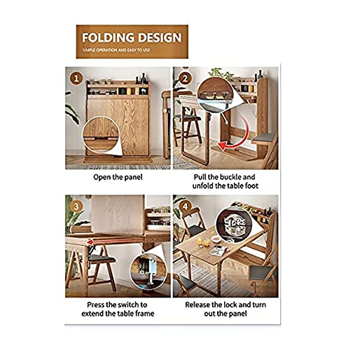 Fold Out Wall Table | Old Style Folding Wall Mounted Table | Dining Foldaway Table for Kitchen | Armoire Desk | Hideaway Desk with Large Storage Space (Color : A)