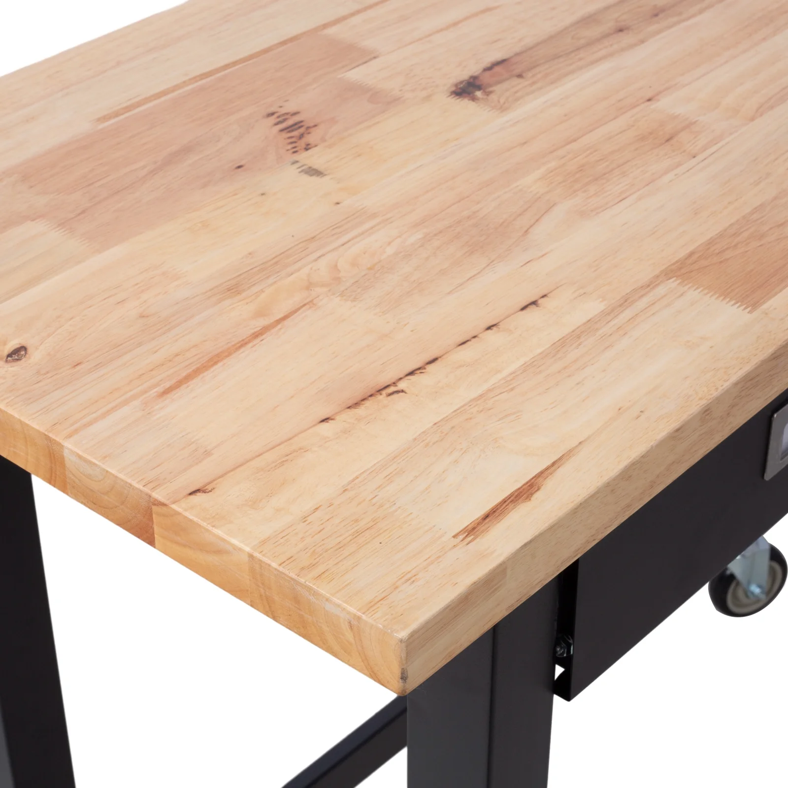 48in Work Bench, Adjustable Workbench with Drawer Storage, Heavy Duty Bamboo Wood Work Table with Wheels for Garage Home Office