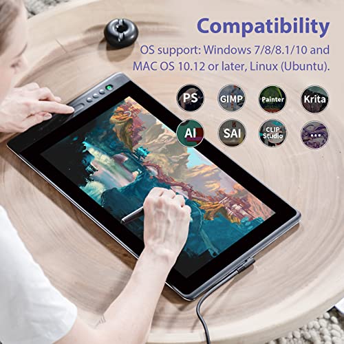 HUION KAMVAS Pro 13 Graphics Drawing Tablet with Screen Full-Laminated Drawing Monitor with Battery-Free Stylus Tilt 4 Hot Keys Touch Bar-13.3inch Pen Display with Stand for Windows/MAC/Linux Black
