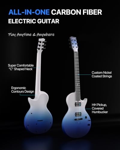 Enya Electric Guitar Inspire 39" Smart Electric Carbon Fiber Guitarra with 15W Wireless Speaker, 20 Distinct Tones, Onboard Presets, Charging Cable, Adjusting Wrench, and Gig Bag