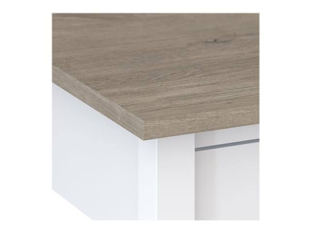 54W Mayfield Computer Desk with Shelves Shiplap Gray/Pure White - Bush Furniture