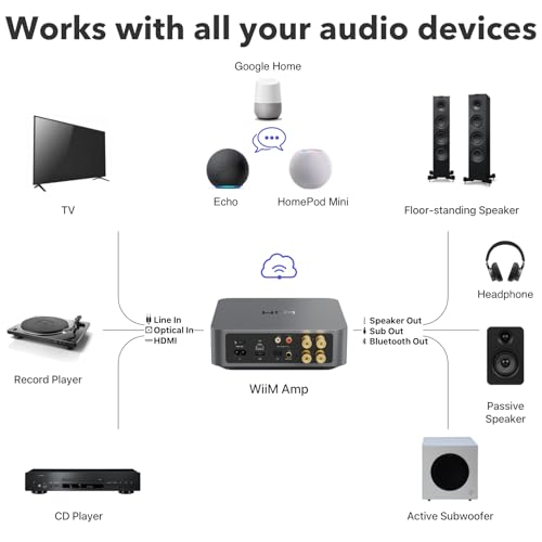 WiiM Amp: Multiroom Streaming Amplifier | Compatible with AirPlay, Google Cast, Alexa | HDMI, Voice Control | Stream from Spotify, Amazon Music, Tidal & More | Space Gray