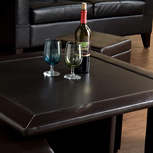SEI Furniture Nylo Nesting Coffee Table and Storage Ottomans Set, Dark Chocolate
