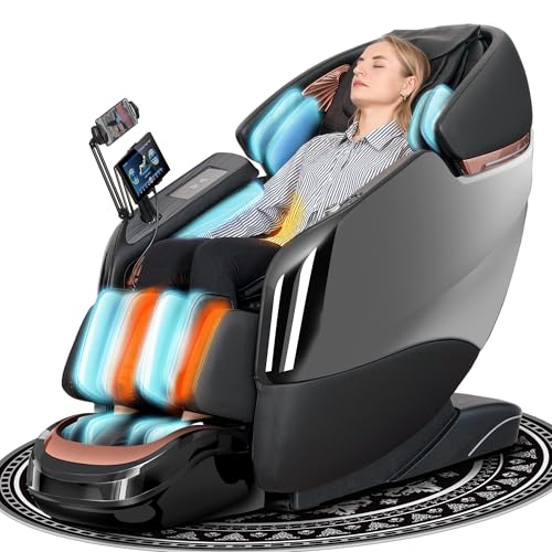 Massage Chair Full Body, 2025 Zero Gravity SL-Track Shiatsu Massage Chairs Recliner with AI Voice, LED Backlight Remote Control, Waist & Calf Heating, Phone Joystick and Holder, G6 Black