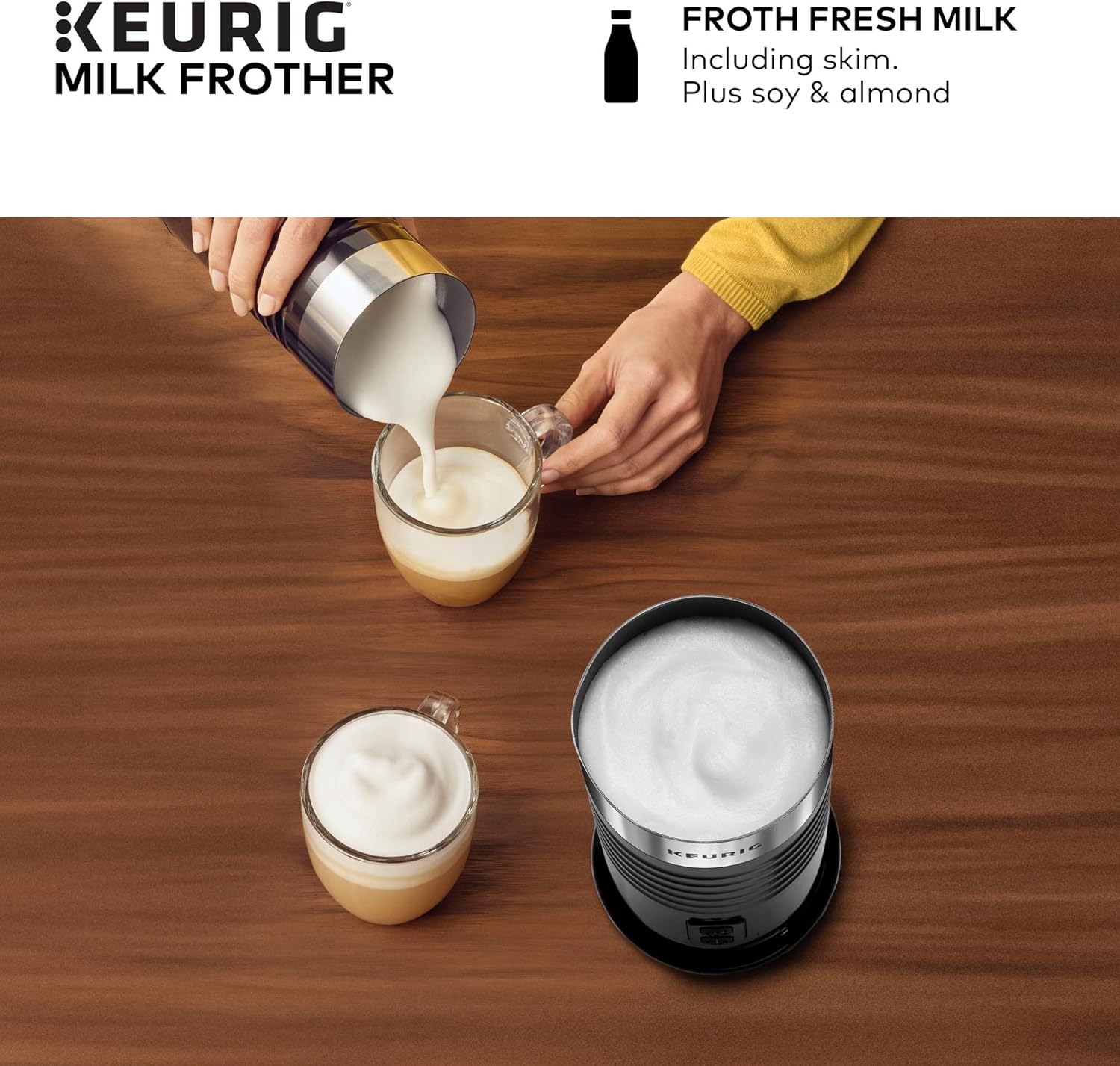 Keurig K-Supreme Plus SMART Single Serve Coffee Maker Milk Frother for Hot and Cold Milk Foam