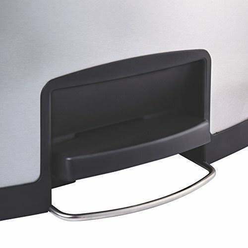 Rubbermaid Commercial Slim Jim Stainless Steel Step-On Container w/Dual Liner, Front Step, 8 gal, Blk