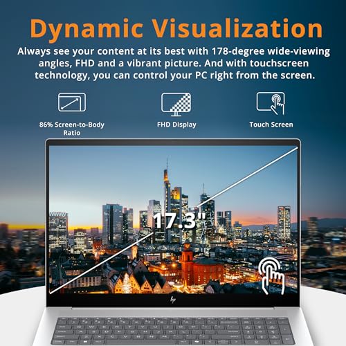 HP 2023 Newest Envy Laptop, 17.3" FHD Touchscreen, Intel Core i7-1355U, NVIDIA RTX 3050, 64GB RAM, 1TB SSD, HDMI, Webcam, Backlit KB, SD Card Reader, Wi-Fi 6, Windows 11 Home, Grey