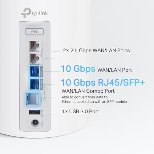 TP-Link Tri-Band WiFi 7 BE17000 Whole Home Mesh System (Deco BE75) | 8-Stream 17 Gbps | 1× 10G + 3× 2.5G Ports Wired Backhaul, 6× High Gain Antennas | VPN, AI-Roaming, 4×4 MU-MIMO, HomeShield (2-Pack)