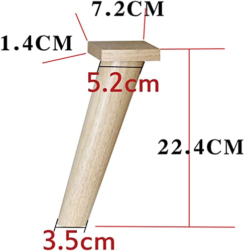 4 Furniture Legs, Rubber Wood Table Legs, Sofa Leg, Fixed Oblique Tapered Wood Pallet, Chair, Replacement TV Cabinet, Wood Color (Size : 49.8cm) (Clear，Wood Color 15.5cm)
