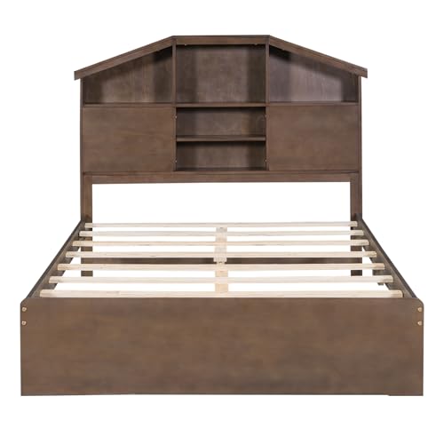 Twin Size Wooden Canopy Daybed with 3 in 1 Storage Drawers,Solid Wood Bed Frame W/Sleek Silhouette Headboard,for Bedroom,Apartment,Guest Room,Grey