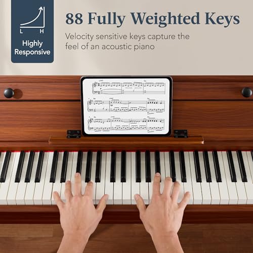 Best Choice Products 88-Key Weighted Full Size Digital Piano, Modern Desk Keyboard w/Metal Legs, 3 Sustain Pedal, MIDI, Headphone Jack - Natural