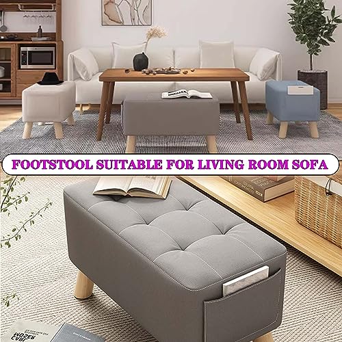Rectangle Foot Stool, Sofa Stool Footstool with Padded Seat, Footrest Small with Solid Wood Legs, Shoe Changing Stool, for Hallway Office Lounge Dorm Room