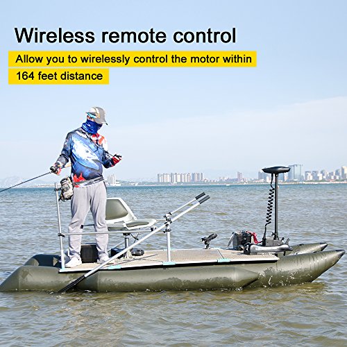 AQUOS Haswing White 12V 55LBS 48inch Bow Mount Trolling Motor with 2.4G Remote Control, Quick Release Bracket for Inflatable Boat Kayak Bass Boat Aluminum Boat Fishing, Freshwater/Saltwater Use