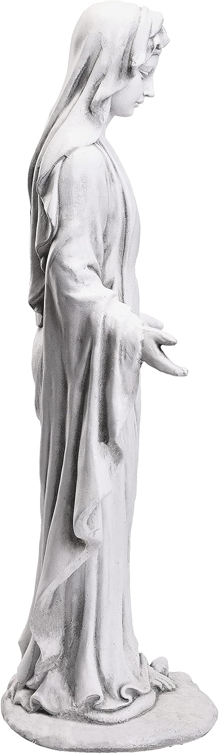 Virgin Mary Statue 29.9” Tall Religious Large Garden Statue Art Décor Blessed Mother Outdoor Statues for Garden in Magnesium Oxide Stone for Garden, Yard, Patio, Lawn, Hallway,Gray
