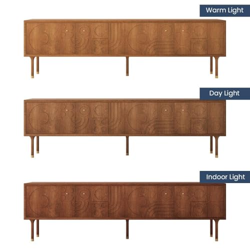POVISON Mid-Century Modern TV Stand, Walnut Modern TV Stand with Storage for Living Room, Entertainment Center, Wood TV Media Console, Fully-Assembled(Walnut, 70.87")