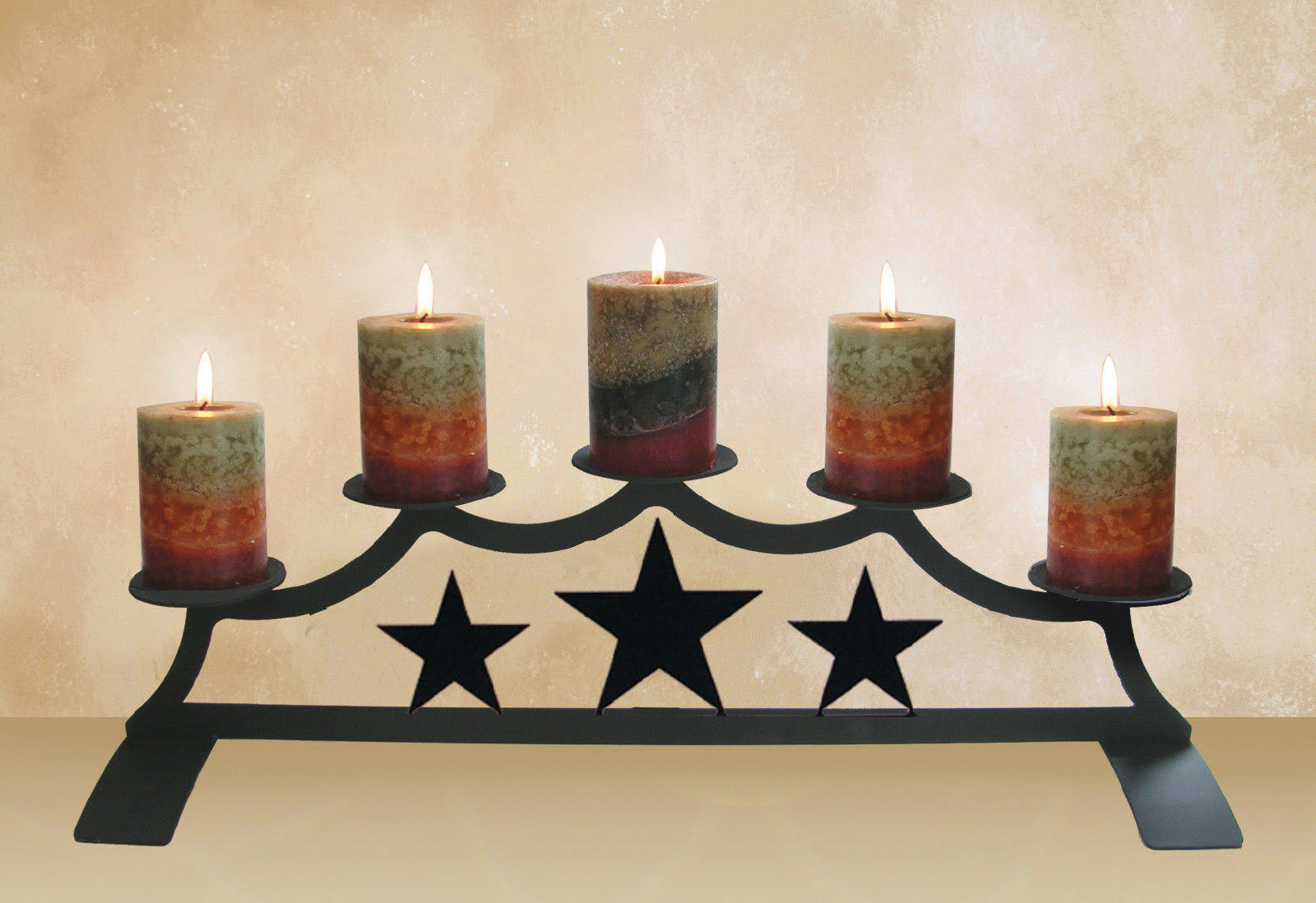 Wrought Iron Fireplace Pillar Candle Holder Pinecone