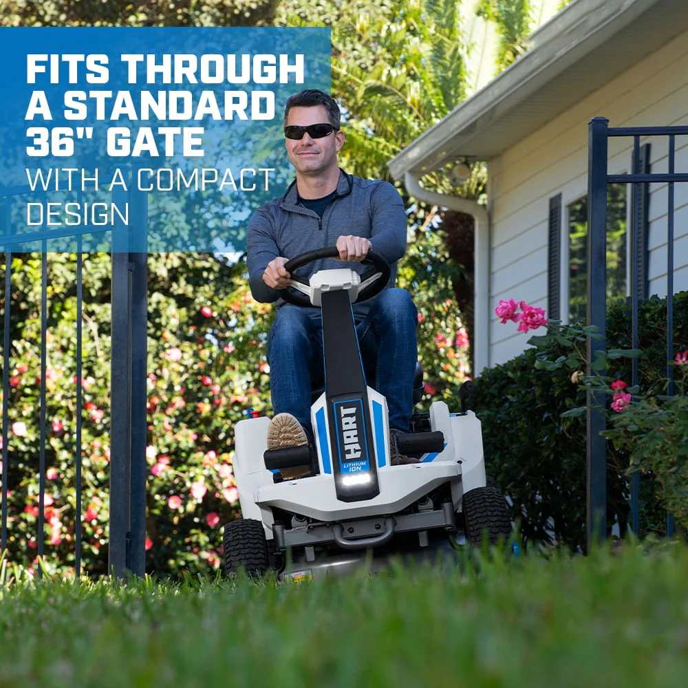 HART 80-Volt 30-inch Deck Lithium-Ion Riding Lawn Mower Kit, (1) Super Charger