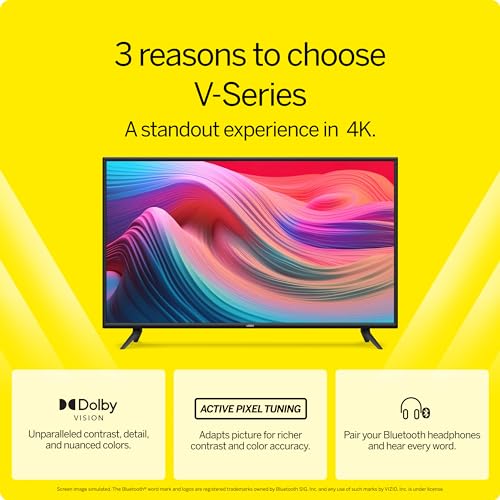VIZIO 75-Inch V-Series 4K UHD LED Smart TV with Voice Remote, Dolby Vision, HDR10+, Alexa Compatibility, V755-J04, 2022 Model (Renewed)