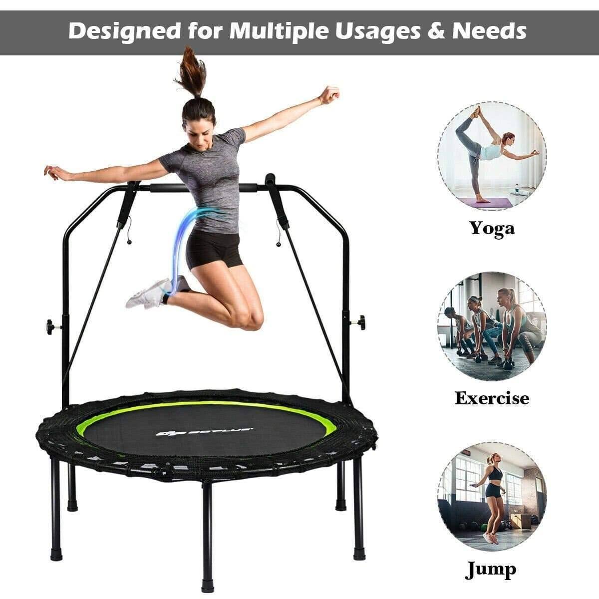 Costway Foldable Fitness Rebounder - Trampoline with Resistance Bands