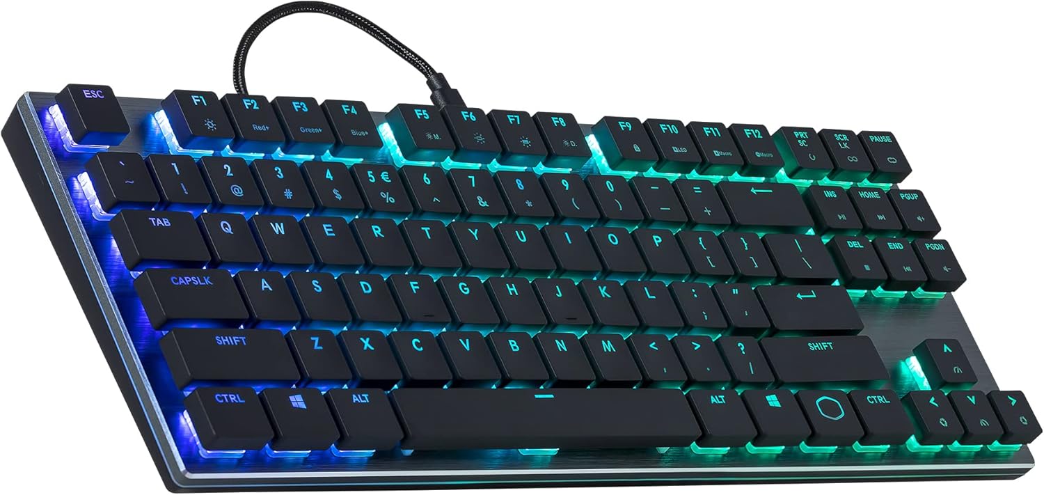 Cooler Master Sk-650-Gklr1-US SK650 Mechanical Keyboard with Cherry MX Low Profile Switches In Brushed Aluminum Design,BlacK Layout,Full Pack of 2