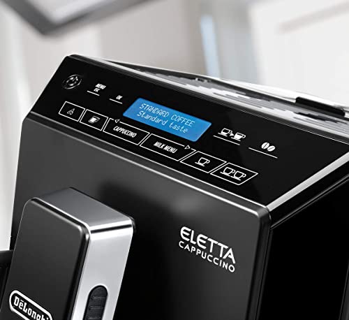 DeLonghi Eletta Fully Automatic Espresso, Cappuccino and Coffee Machine with One Touch LatteCrema System and Milk Drinks Menu (Renewed) 2 cups, (Black, ECAM44660B)