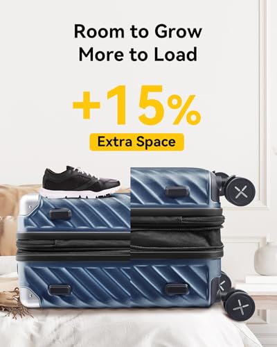 LUGGEX 3 Piece Luggage Sets with Spinner Wheels - 100% Polycarbonate Expandable Hard Suitcases with Wheels - Travel Luggage TSA Approve (Black, 20/24/28)