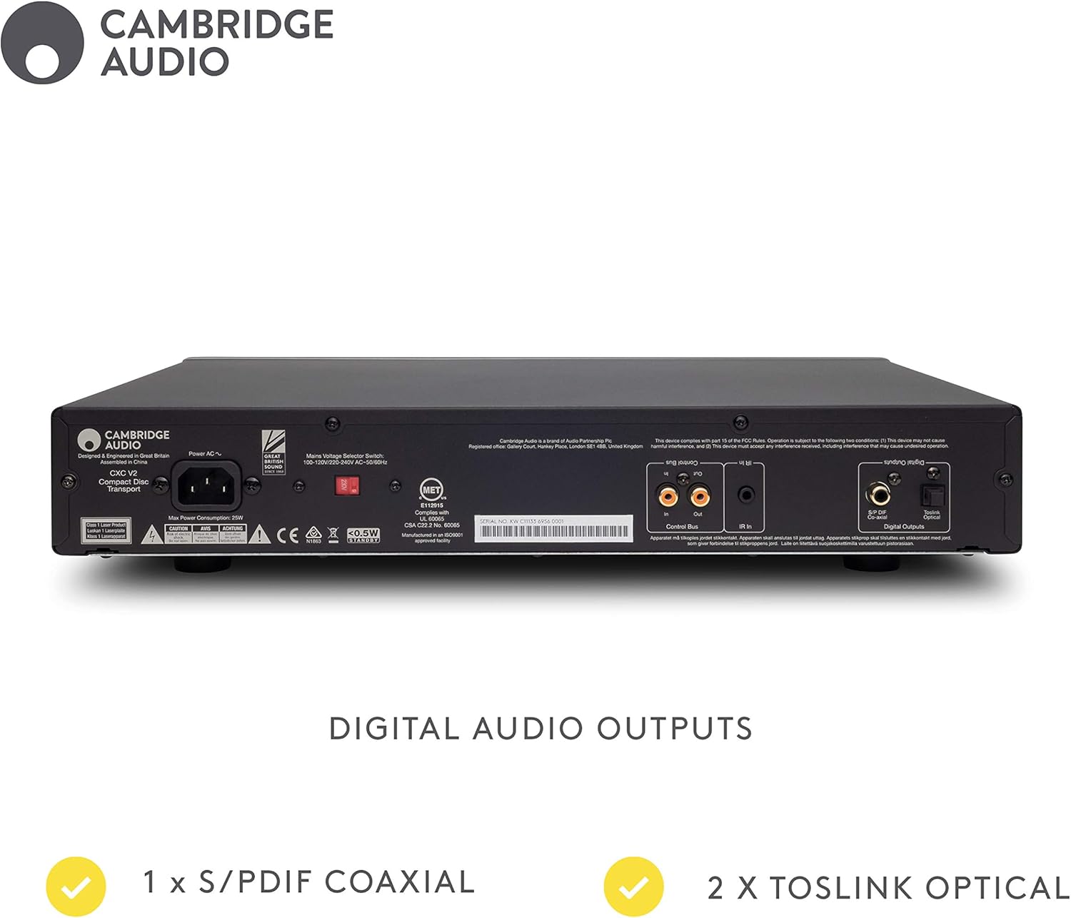 Cambridge Audio CXC CD Transport Player for Home, No Radio (Lunar Grey)