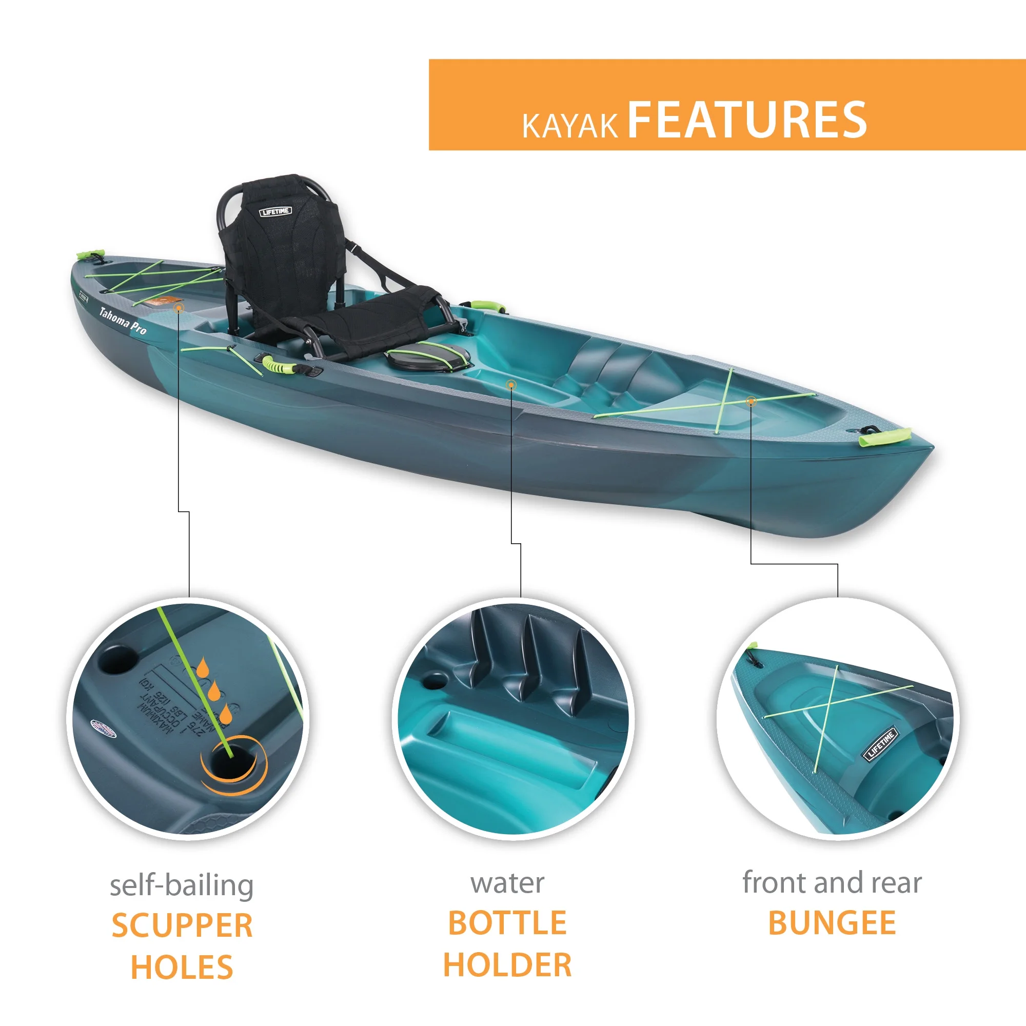 Lifetime Tahoma Pro 10 ft Sit-on-Top Kayak, Aurora Fusion Blue *WP (91152)