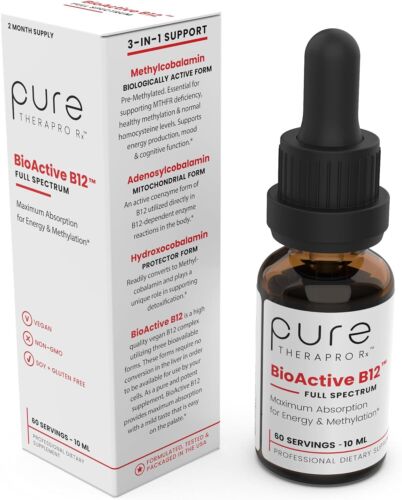 Bioactive Vegan Vitamin B12 Suplemento Liquido Sublingual (4 Gotas Al Dia Par... - Kansas Nuitrition - HNZSDS