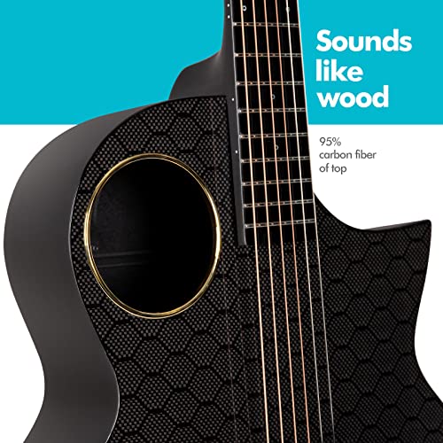 Enya X4 PRO Carbon Fiber Acoustic Electric Guitar, 41-Inch Full Size Cutaway Design, AcousticPlus Pickup System with Built-in Effects & Tuner, Includes Deluxe Hard Case, Leather Strap, Cable