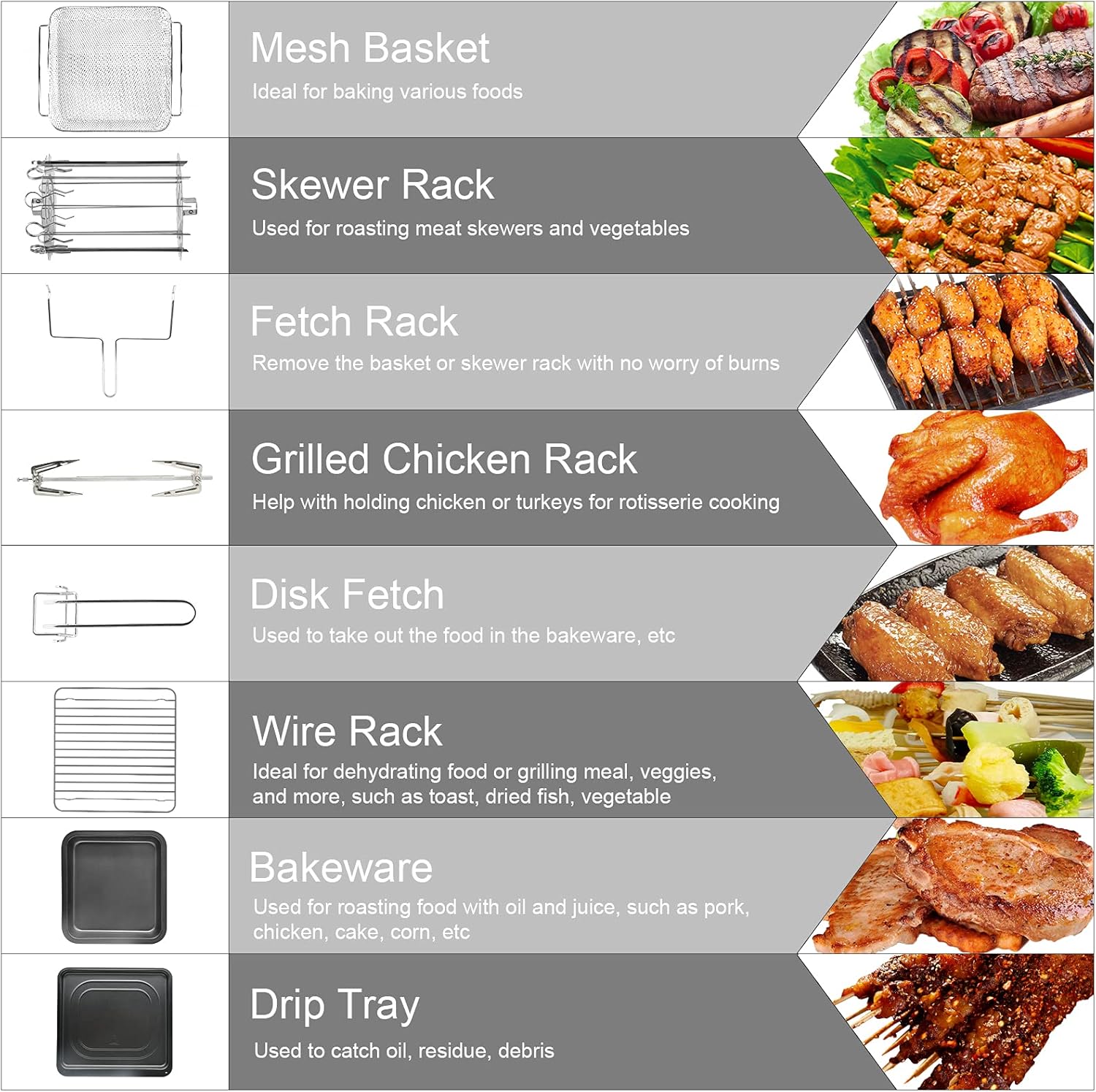 Air Fryer Oven, 15.8qt 3-layer Large Air fryer Toaster Oven Combo for Fries, Chicken, Pizza, Cake, Popcorn, Steak, Rotisseries, 16-in-1 Convection Oven Countertop with 6 Accessories,1500W, Stainless Steel Finish