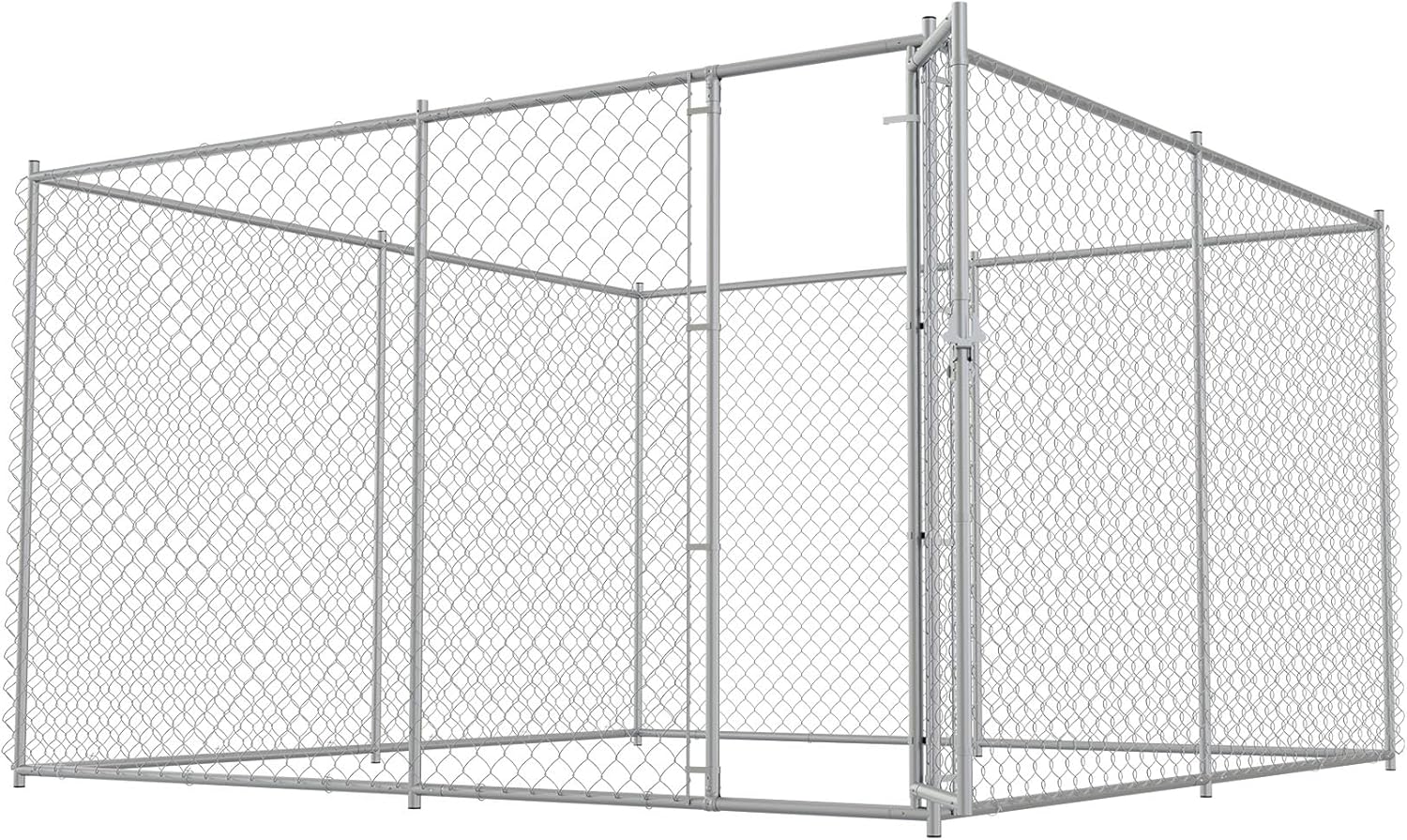 10x10x6 Large Dog Kennel Outdoor, Heavy Duty Dog Cage with Secure Lock,Square Dog Pen Run,Galvanized Chain Link Dog Crate Metal Dog Pen Enclosure House for Backyard Farm(10'Lx10'Wx6'H)