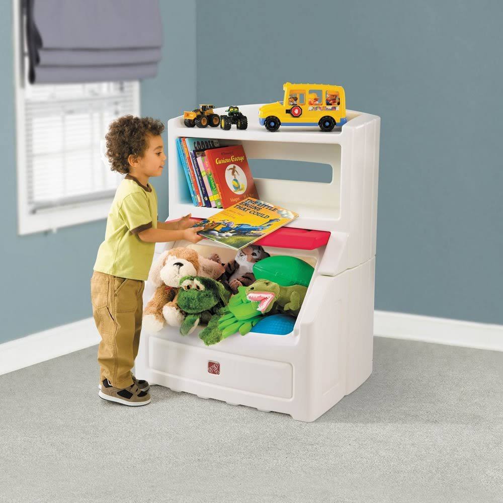 Step2 Lift and Hide Bookcase Storage Chest for Kids - Durable Plastic Toy Box B