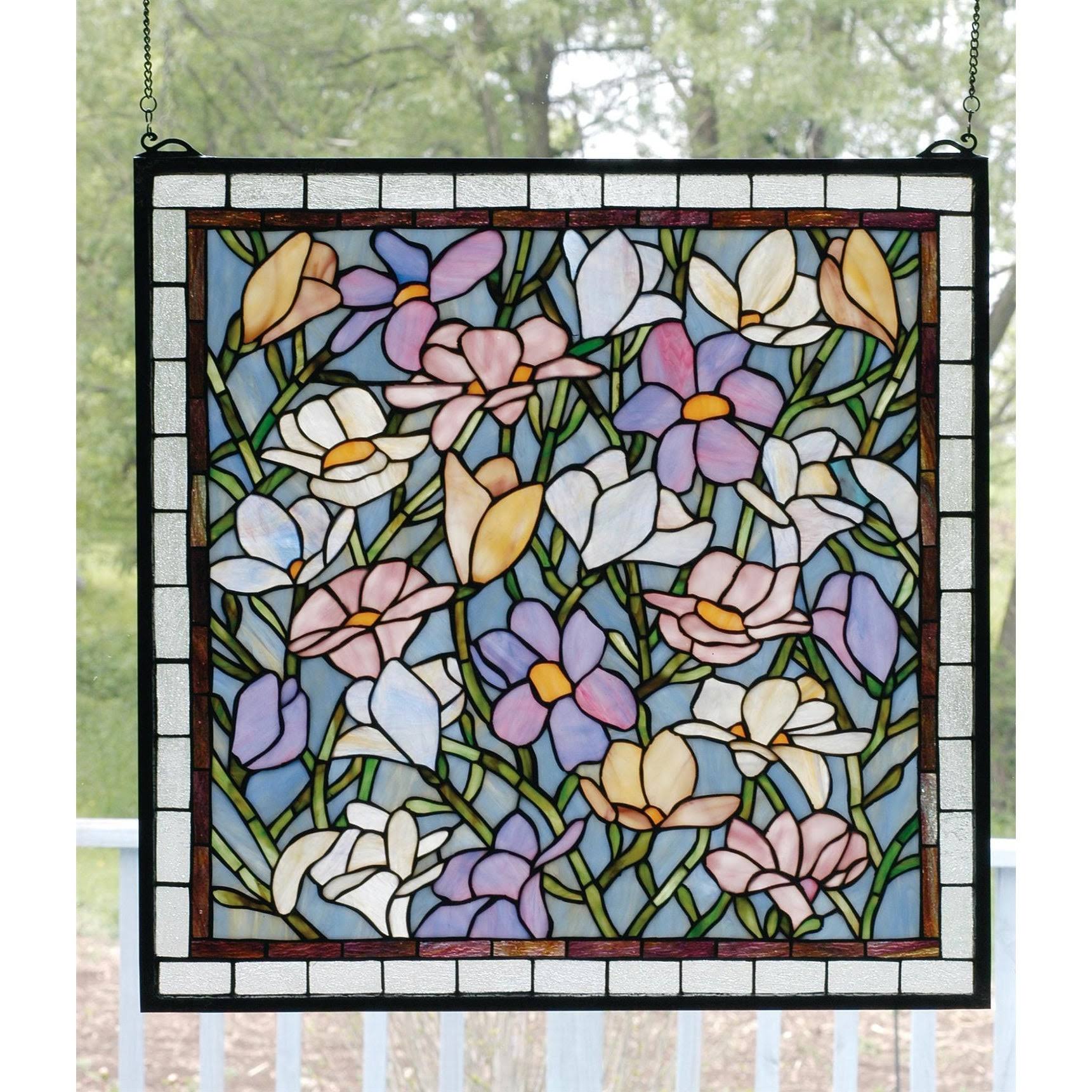 Meyda 22x22W x 22x22H Sugar Magnolia Stained Glass Window - 66278