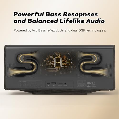 DOSS SoundBox Ultra Bluetooth Speaker with 2.1 Sound Channel Audio, 80W Superior Sound with Deep Bass, Two DSP Technologies, 18H Playtime, Bluetooth 5.3, Wireless Speaker for Home, Office,Bedroom-Gold