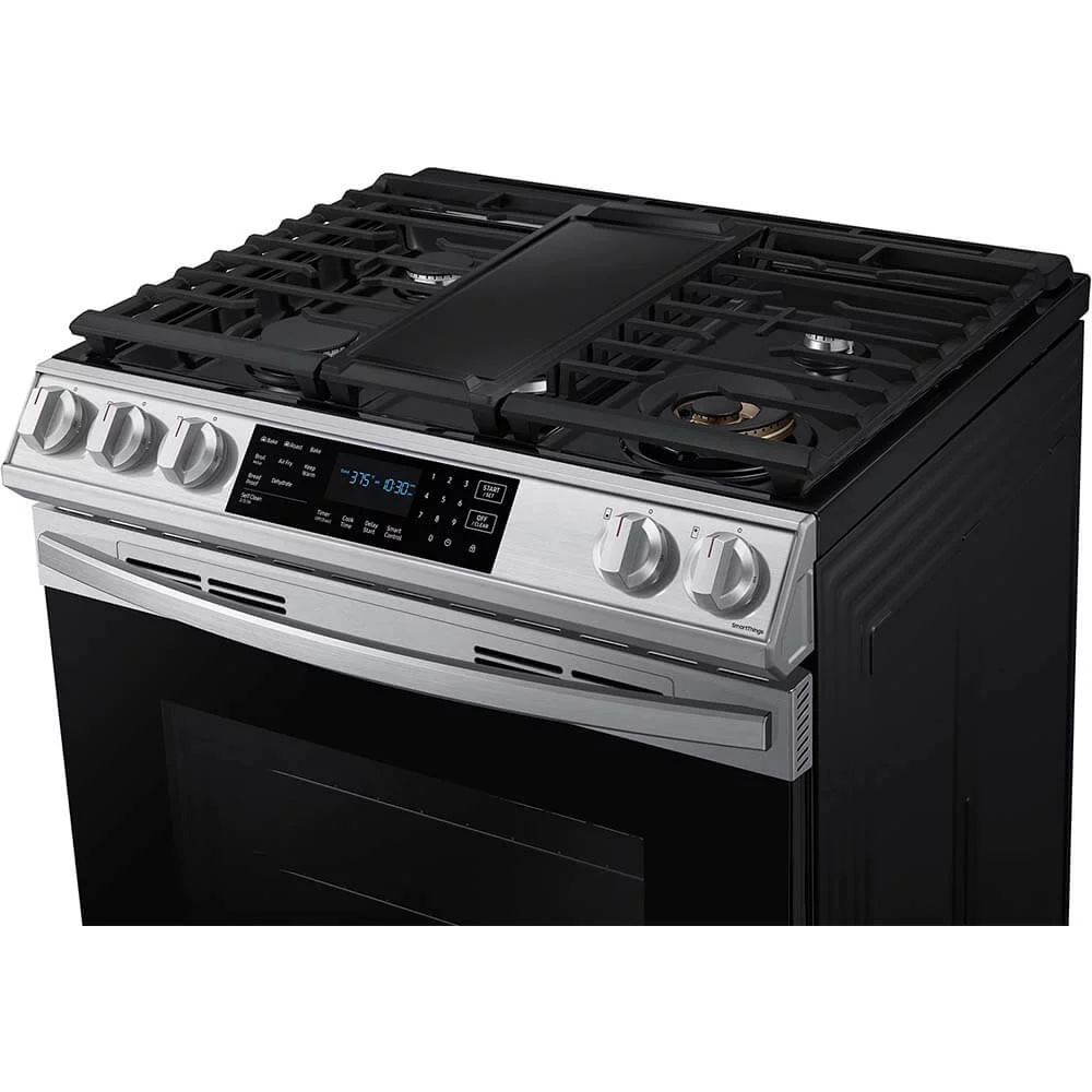 SAMSUNG NX60T8511SS 6.0 cu. ft. Smart Slide-in Gas Range with Air Fry in Stainless Steel
