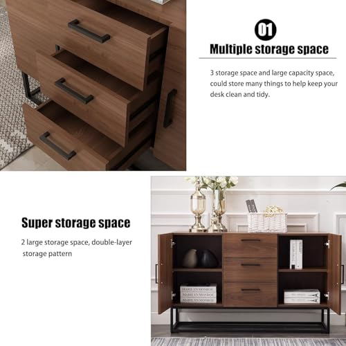 CANMOV Sideboard Storage Cabinet, Modern Coffee Bar Cabinet with Shelves & 2 Doors, Buffet Cabinet with Storage for Kitchen, Dining Room, White