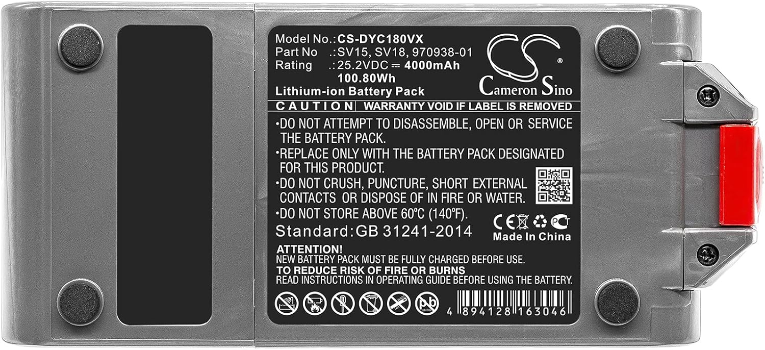 Battery Replacement for Dyson Part Number: 970425-01, 970938-01, SV15, SV18, V11 Torque Size, V15 Detect Absolute Extra, V15 Detect Total Clean